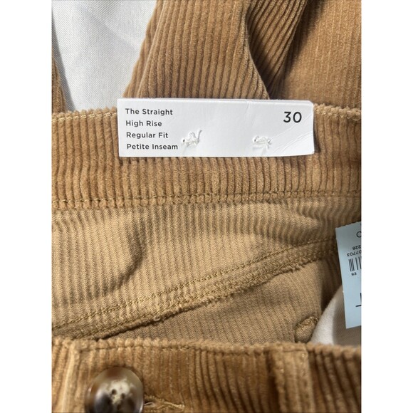 NWT LOFT The Straight High Rise Tan Brown Corduroy Pants Petite Womens Size 30 - Picture 9 of 14